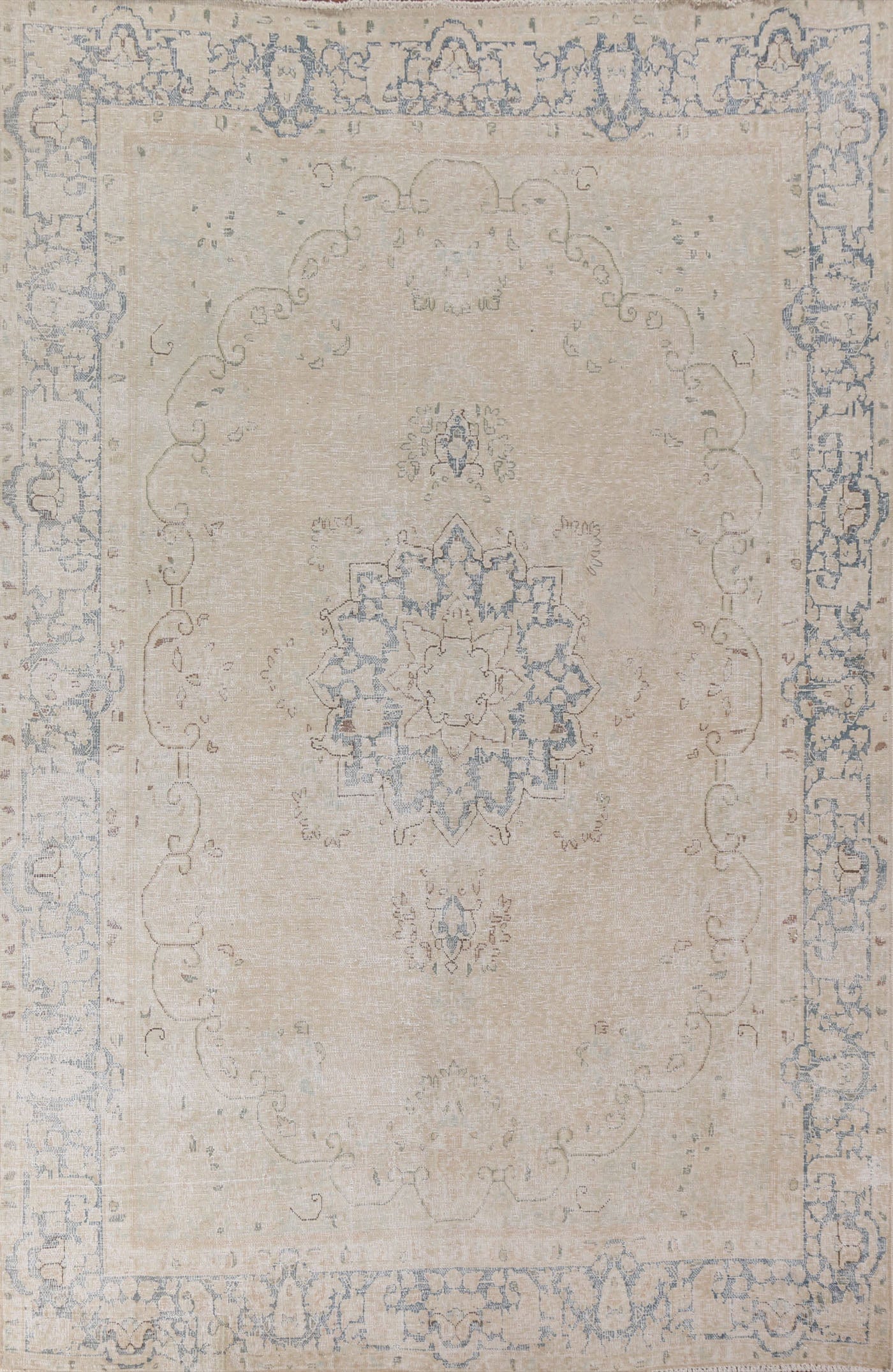 Distressed Wool Kerman Persian Area Rug 8x11