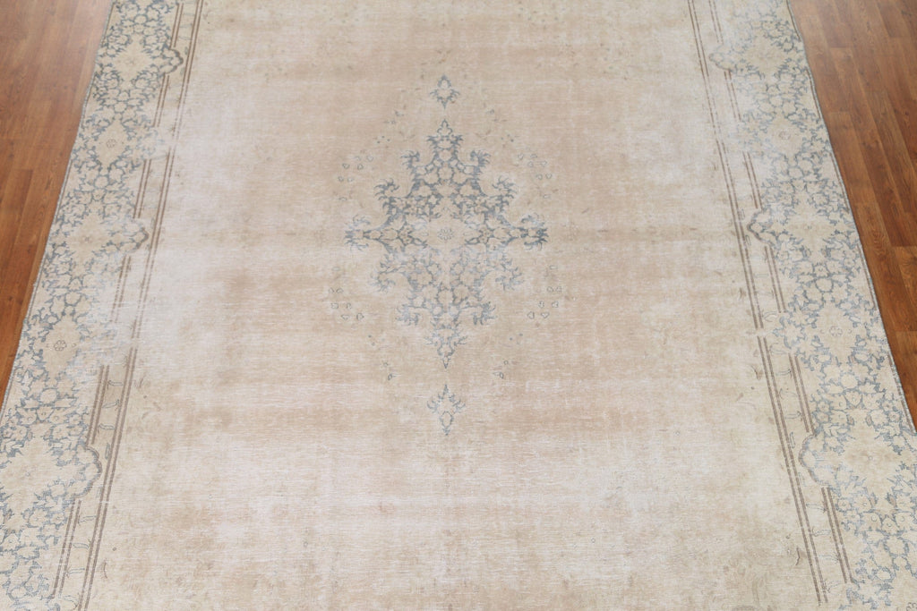 Muted Distressed Kerman Persian Area Rug 9x13