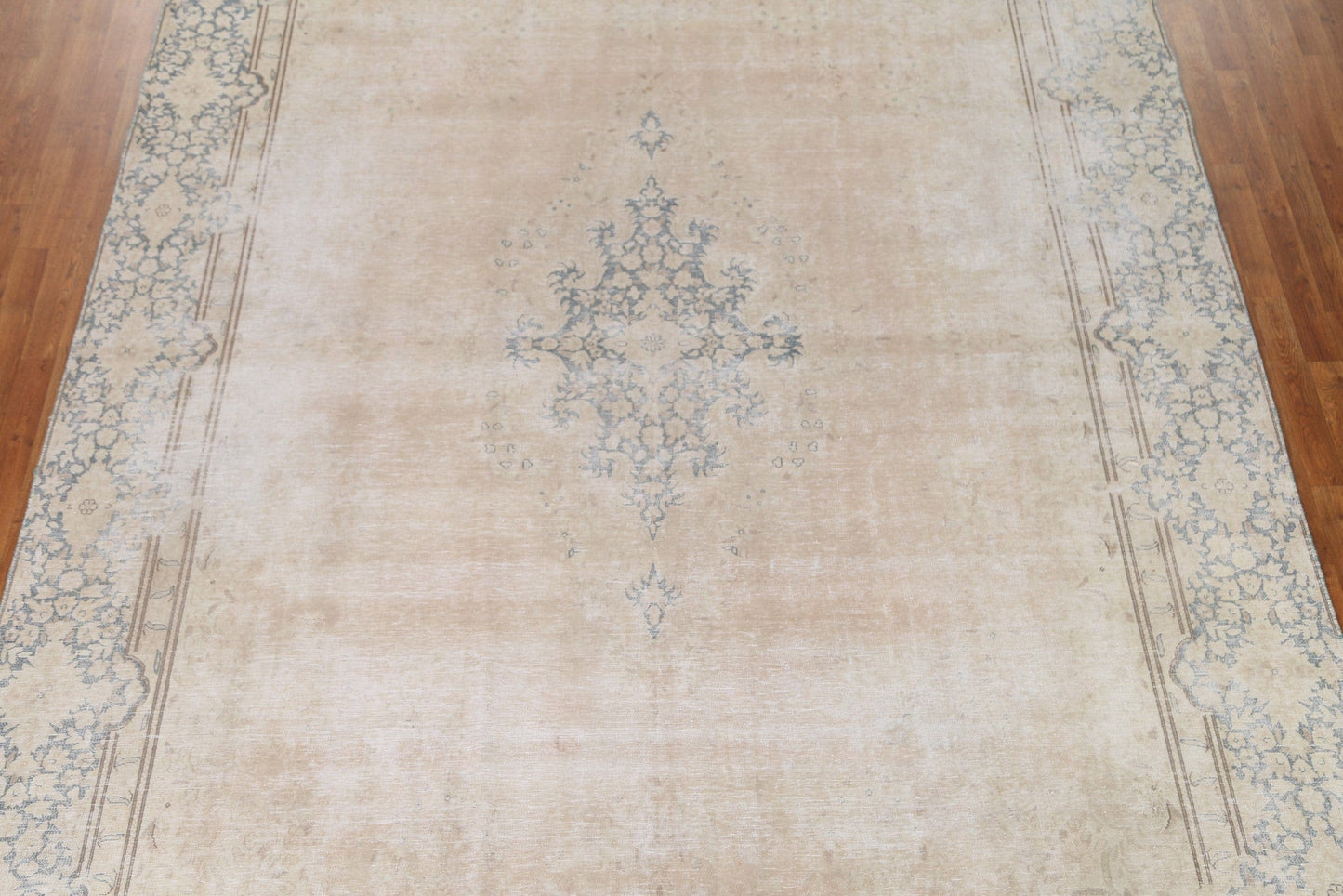 Muted Distressed Kerman Persian Area Rug 9x13