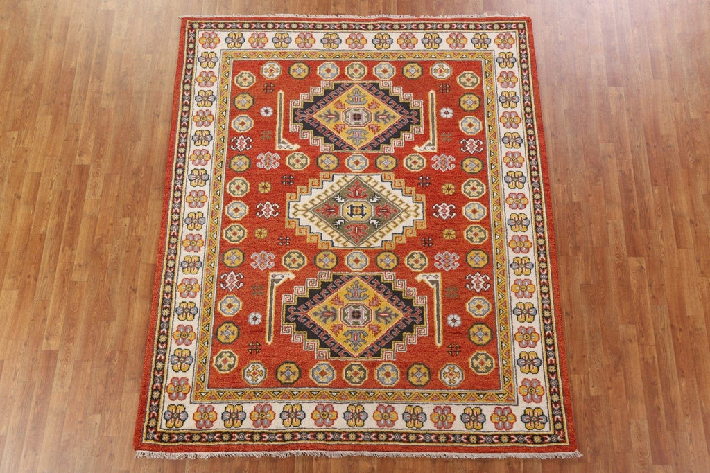 Geometric Kazak Oriental Area Rug 7x8