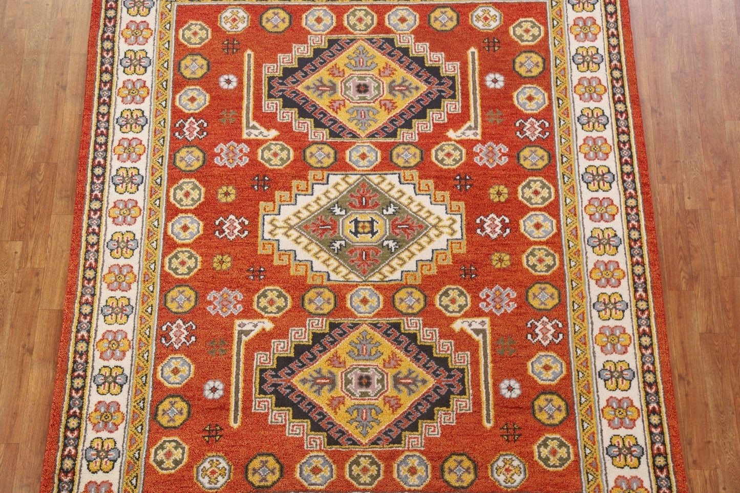 Geometric Kazak Oriental Area Rug 7x8