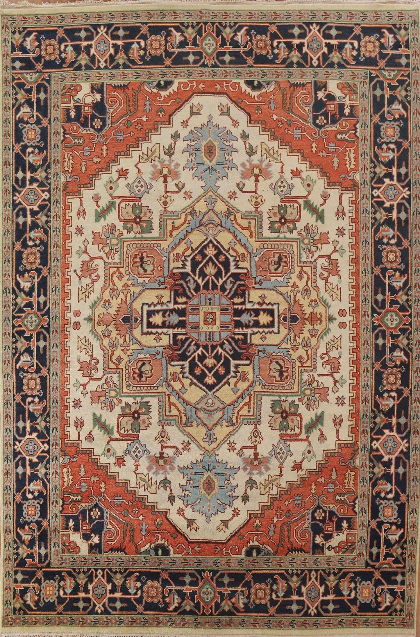 Geometric Wool Heriz Oriental Area Rug 9x12