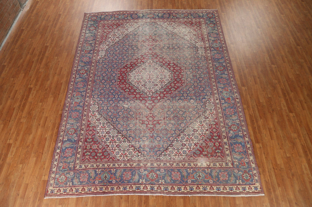 Distressed Wool Tabriz Persian Area Rug 9x12