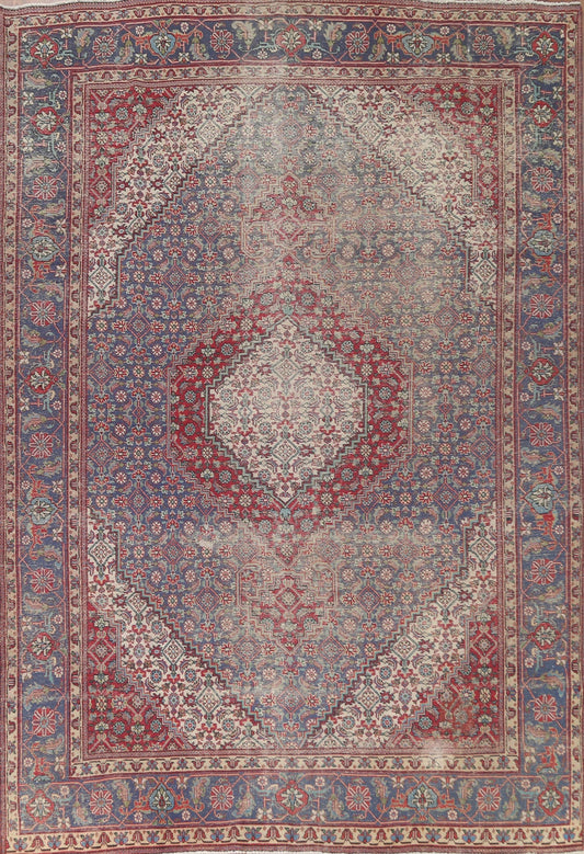 Distressed Wool Tabriz Persian Area Rug 9x12