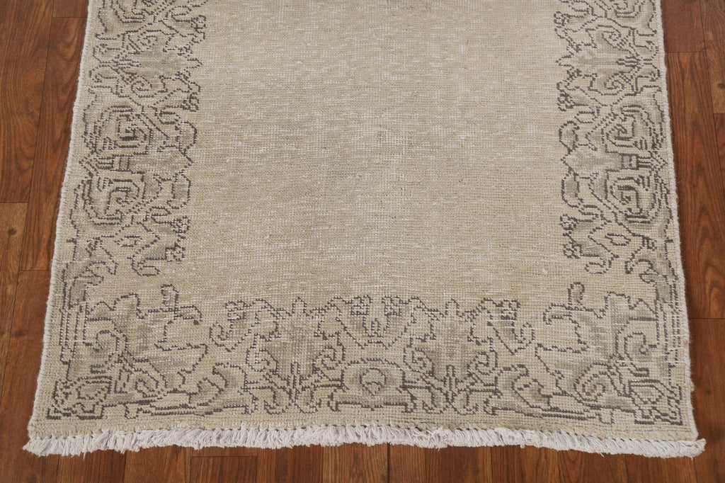 Muted Distressed Tabriz Persian Runner Rug 3x16