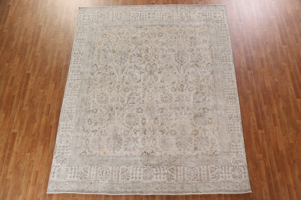 Floral Distressed Tabriz Persian Area Rug 9x11