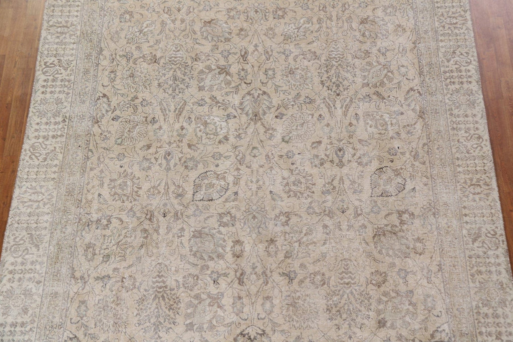 Floral Distressed Tabriz Persian Area Rug 9x11