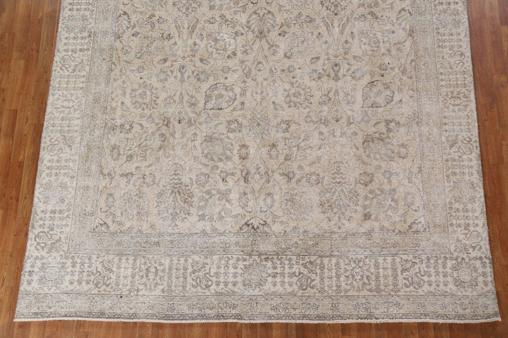 Floral Distressed Tabriz Persian Area Rug 9x11