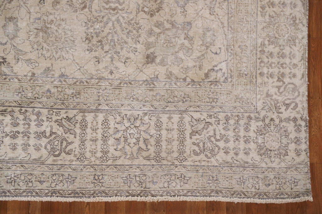 Floral Distressed Tabriz Persian Area Rug 9x11