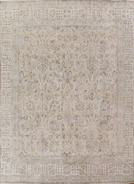 Floral Distressed Tabriz Persian Area Rug 9x11