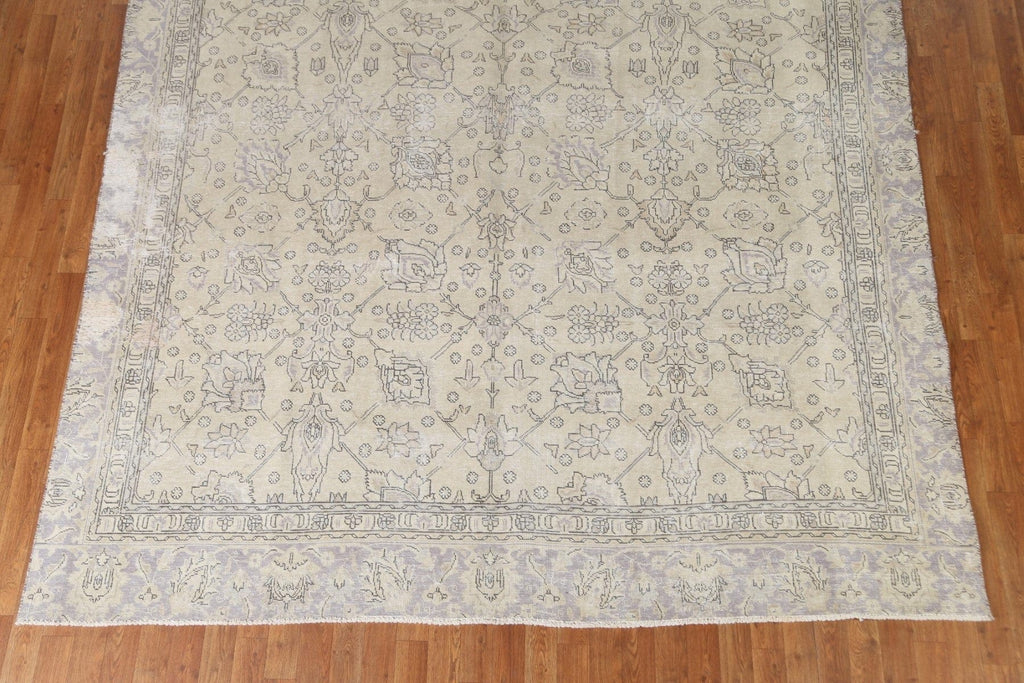 Distressed Muted Tabriz Persian Square Rug 8x8