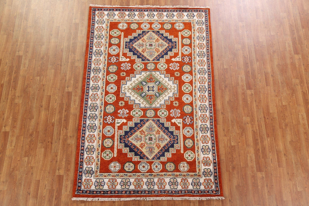 Wool Geometric Kazak Area Rug 5x8