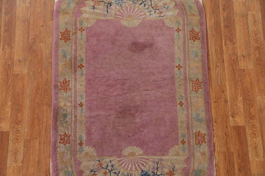 Bordered Art Deco Oriental Area Rug 3x6