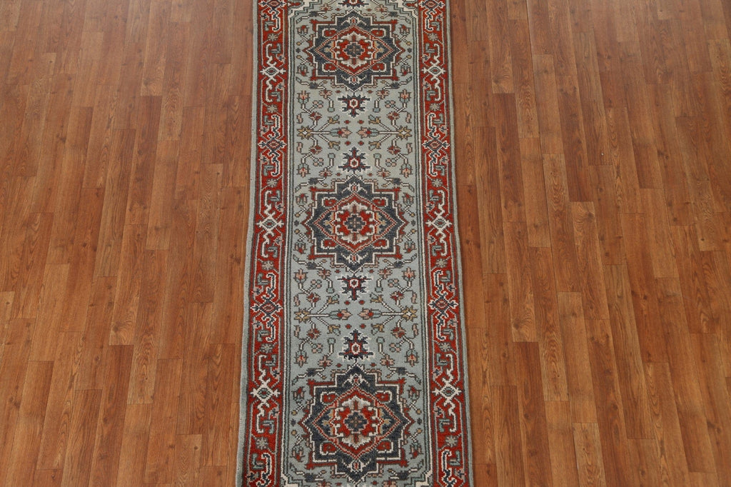 Handmade Heriz Runner Rug 2x8