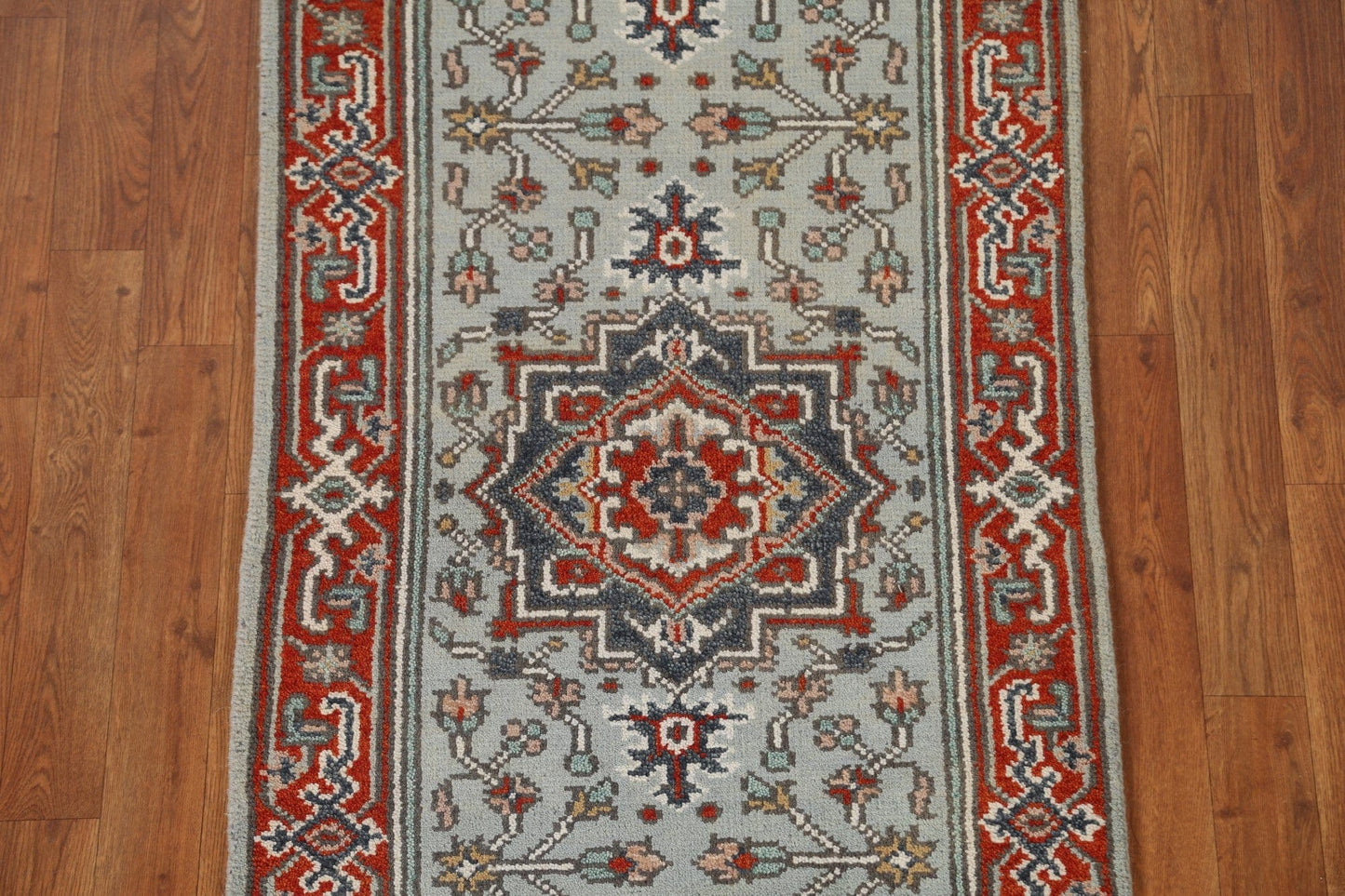 Handmade Heriz Runner Rug 2x8