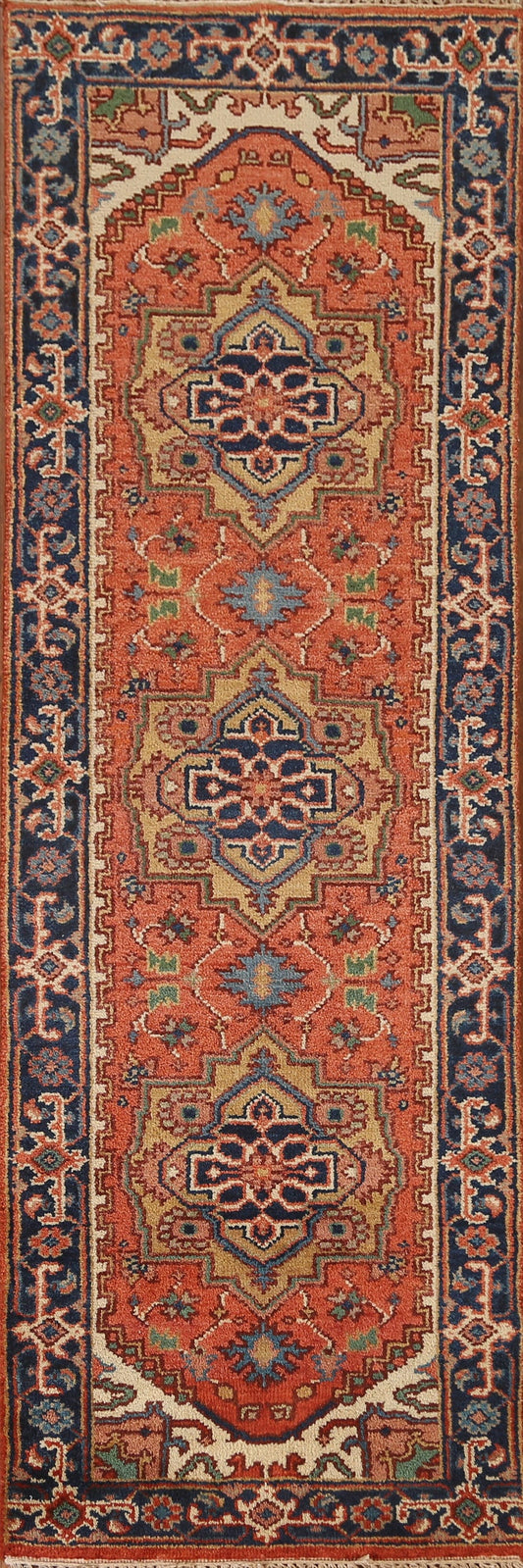 Wool Heriz Oriental Runner Rug 3x8