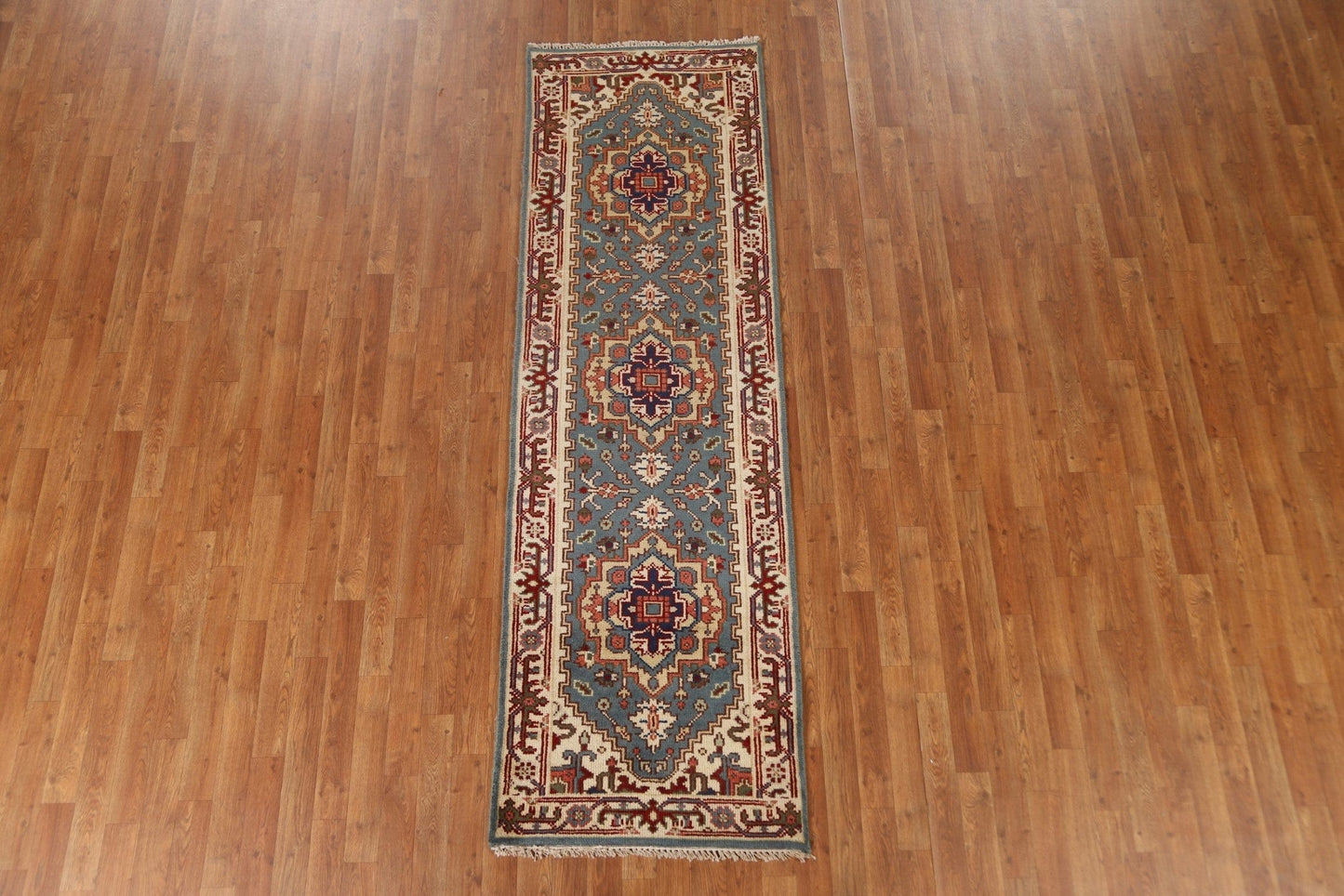 Hand-Knotted Heriz Runner Rug 3x8