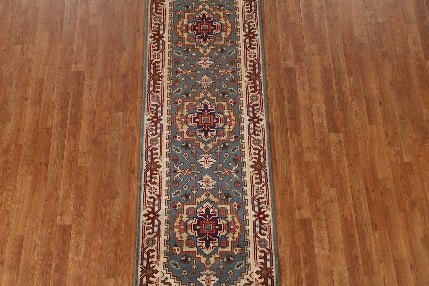 Hand-Knotted Heriz Runner Rug 3x8