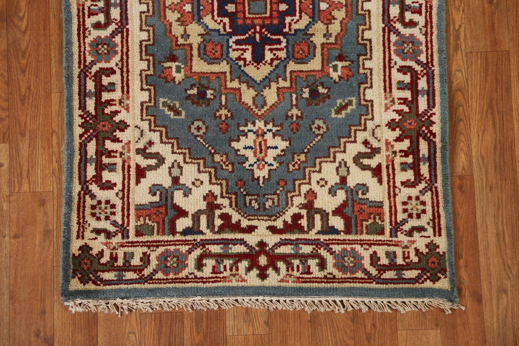 Hand-Knotted Heriz Runner Rug 3x8