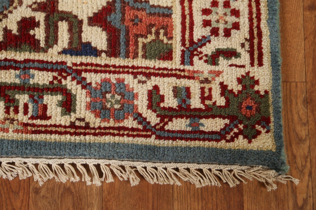 Hand-Knotted Heriz Runner Rug 3x8