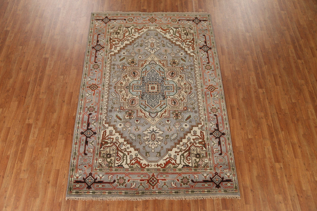 Geometric Heriz Wool Area Rug 6x9