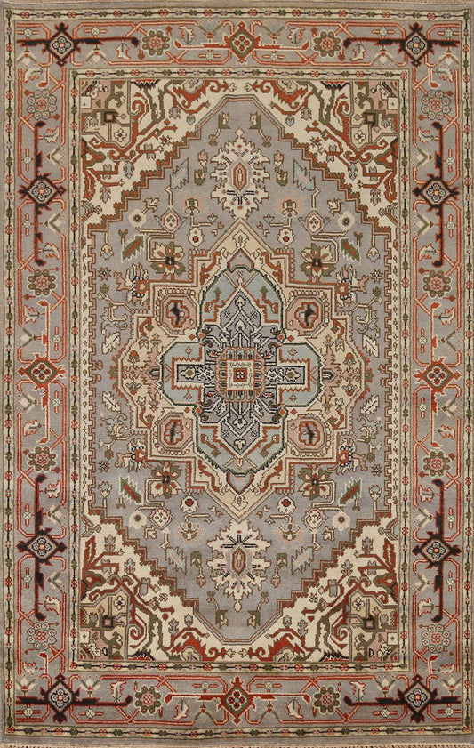 Geometric Heriz Wool Area Rug 6x9