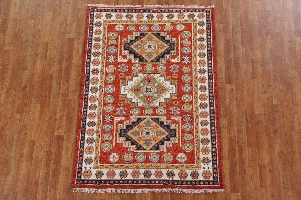 Geometric Kazak Oriental Area Rug 4x6