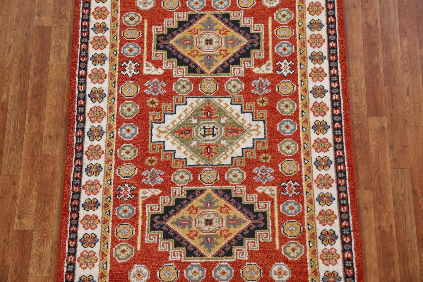 Geometric Kazak Oriental Area Rug 4x6