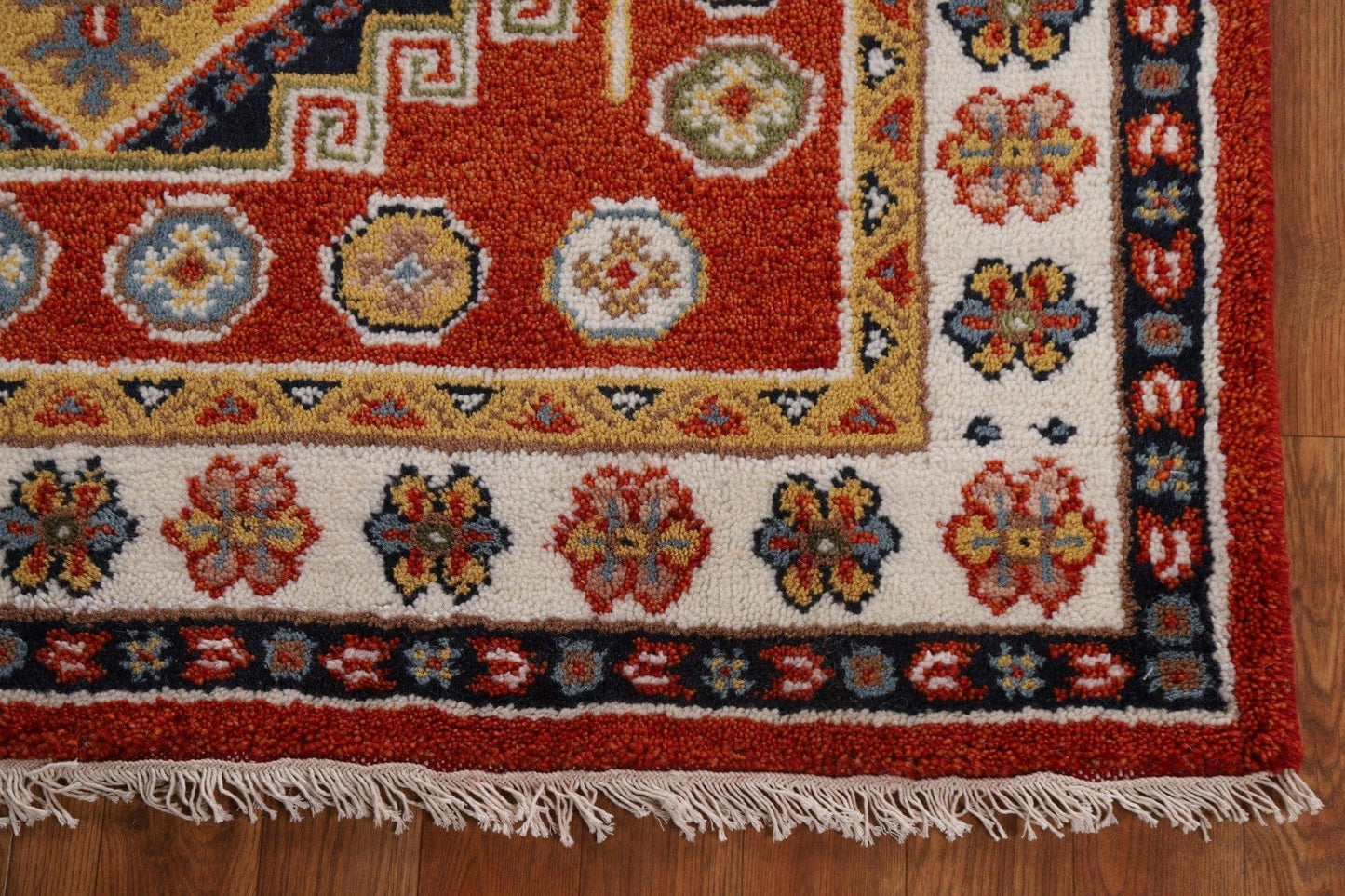 Geometric Kazak Oriental Area Rug 4x6