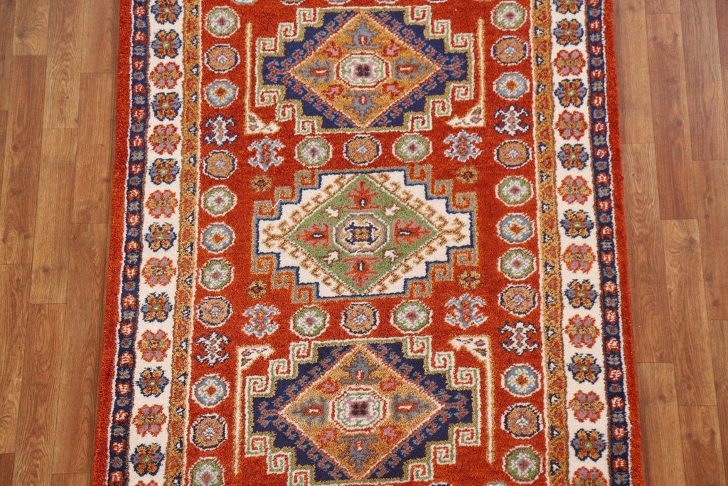 Hand-Knotted Kazak Area Rug 4x6