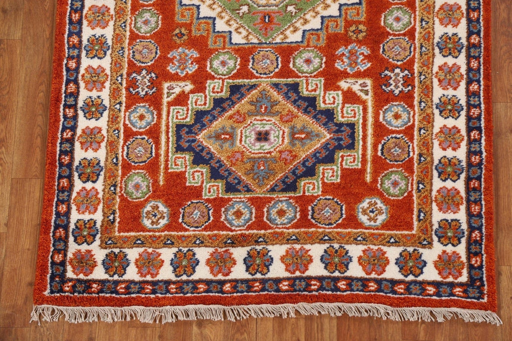 Hand-Knotted Kazak Area Rug 4x6