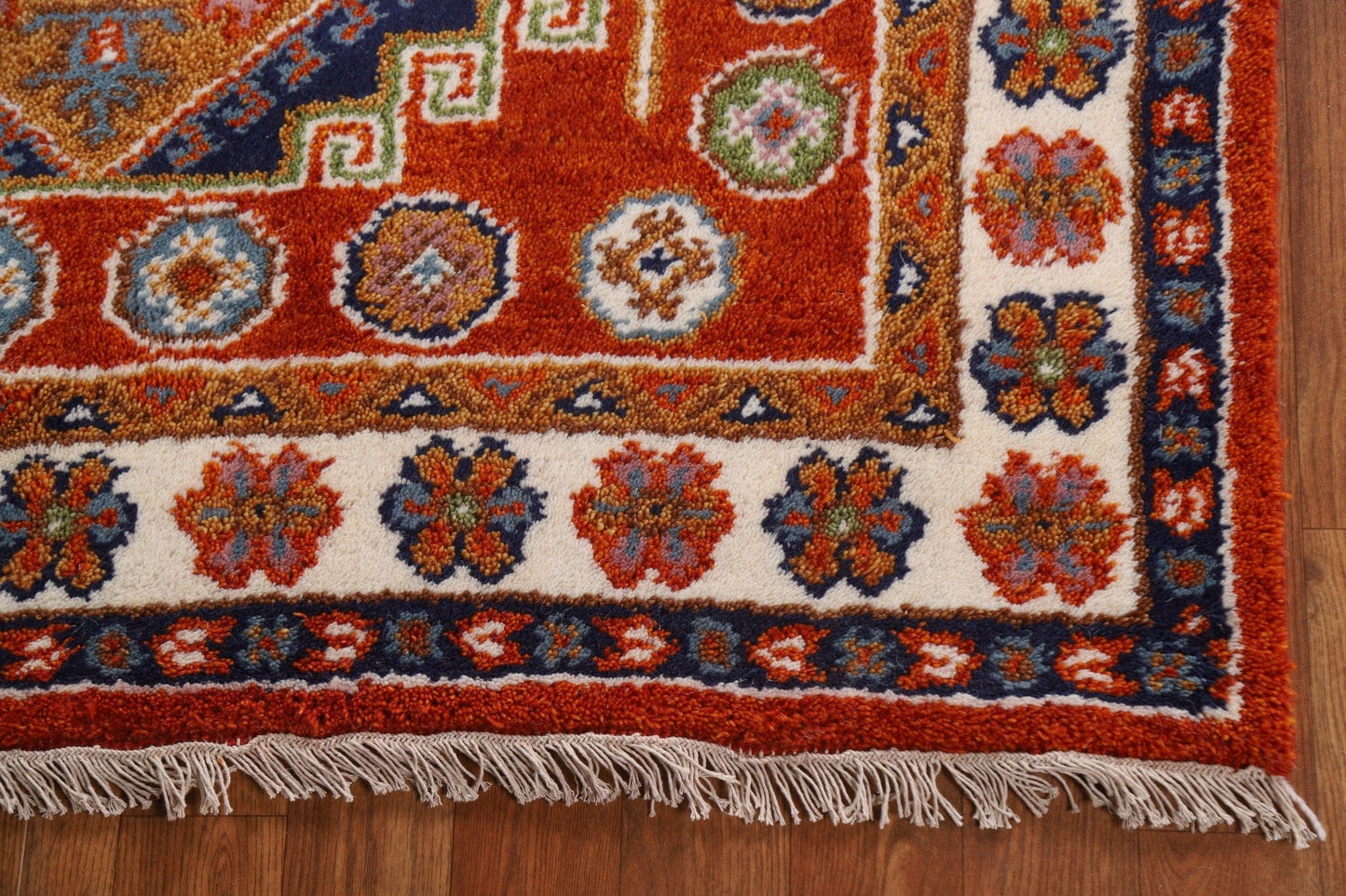 Hand-Knotted Kazak Area Rug 4x6