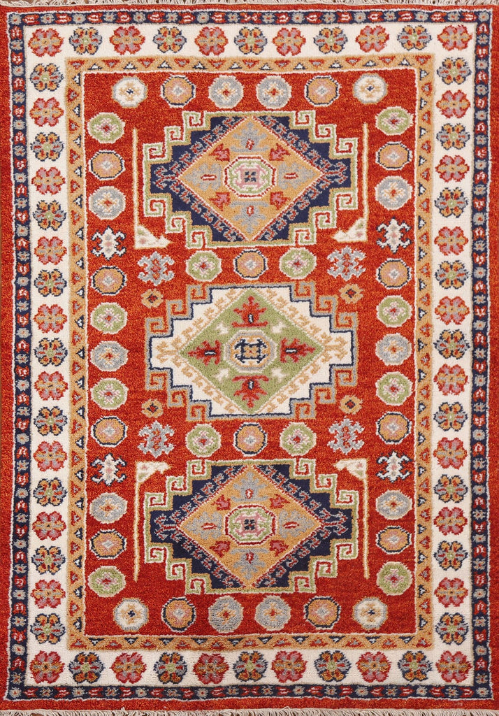 Geometric Kazak Oriental Area Rug 4x6