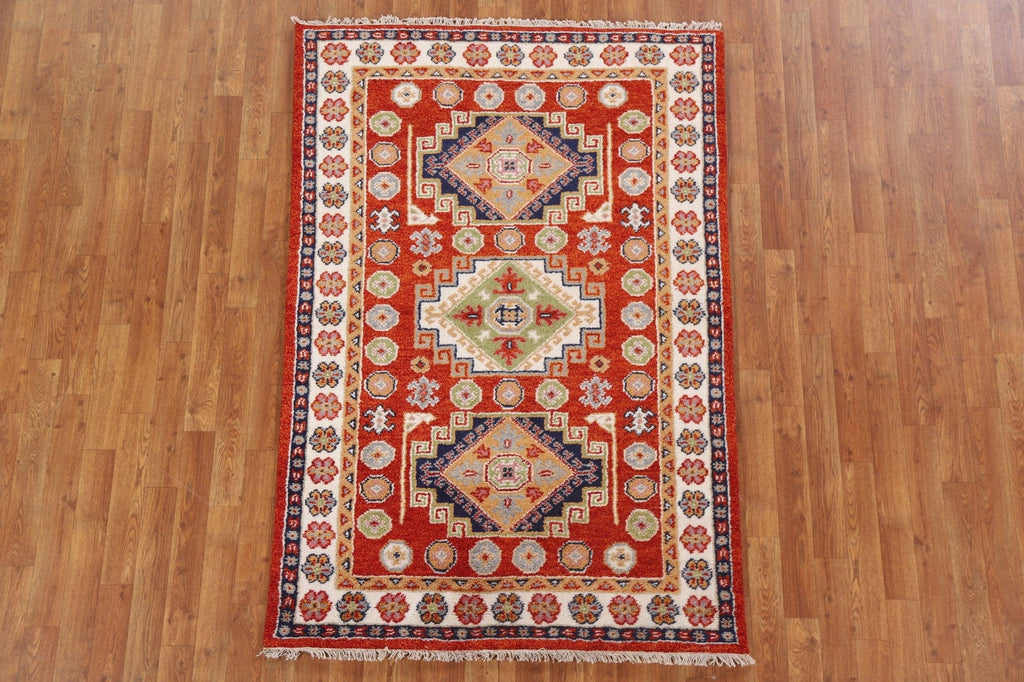 Geometric Kazak Oriental Area Rug 4x6