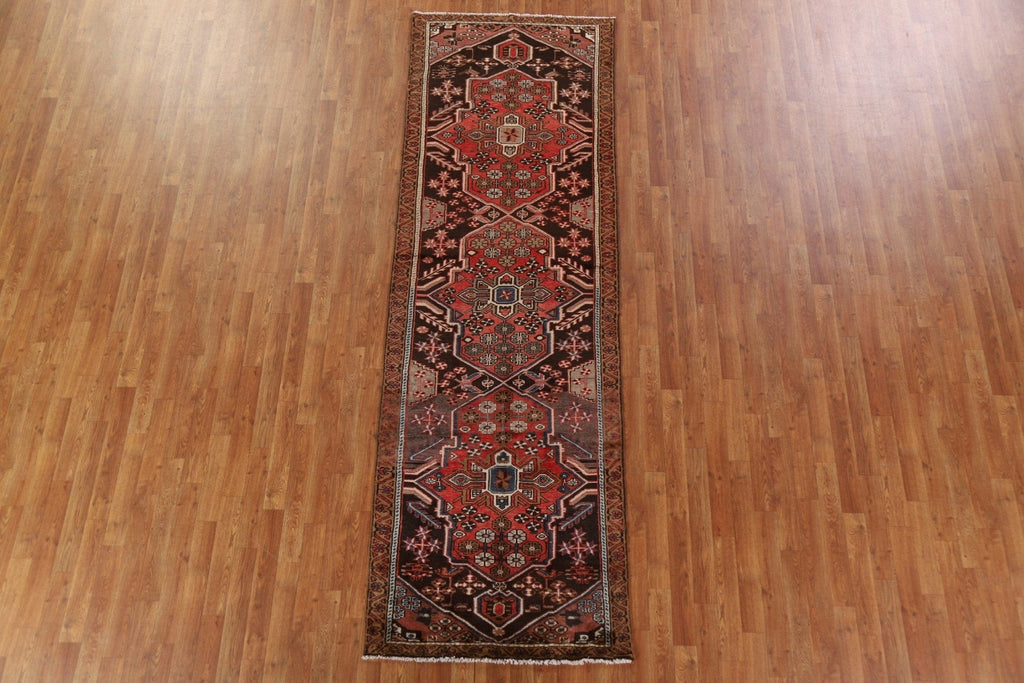 Vintage Hamedan Persian Runner Rug 3x10