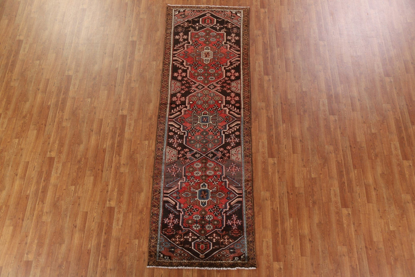 Vintage Hamedan Persian Runner Rug 3x10