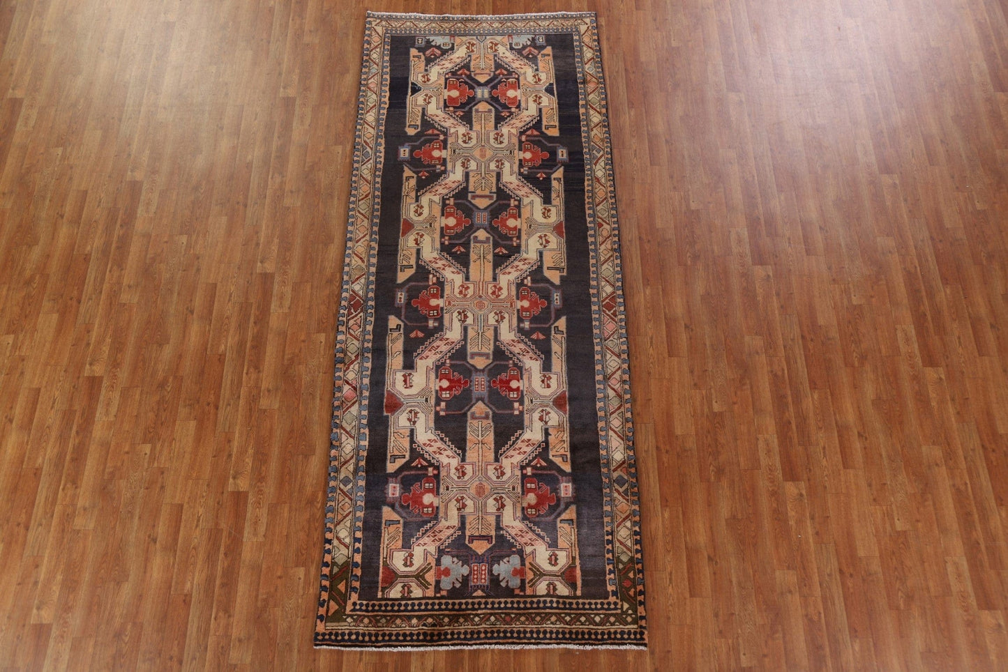 Handmade Meshkin Persian Runner Rug 4x10