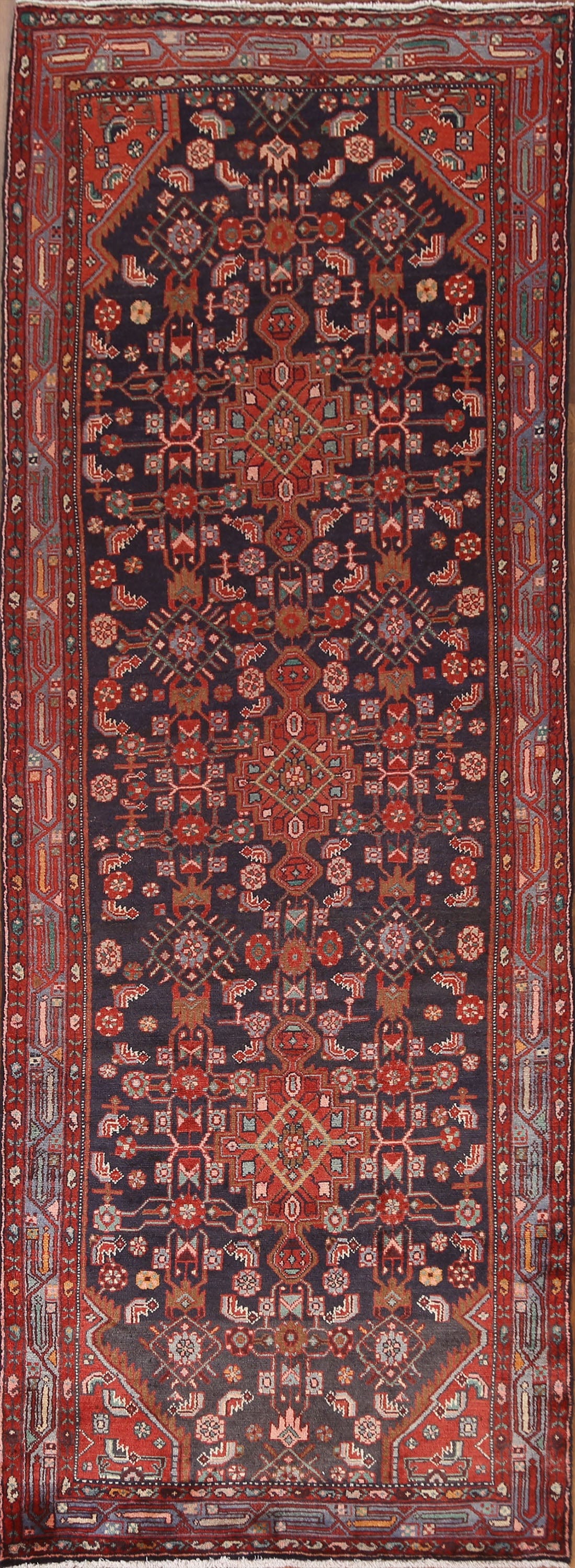 Wool Zanjan Persian Runner Rug 4x10