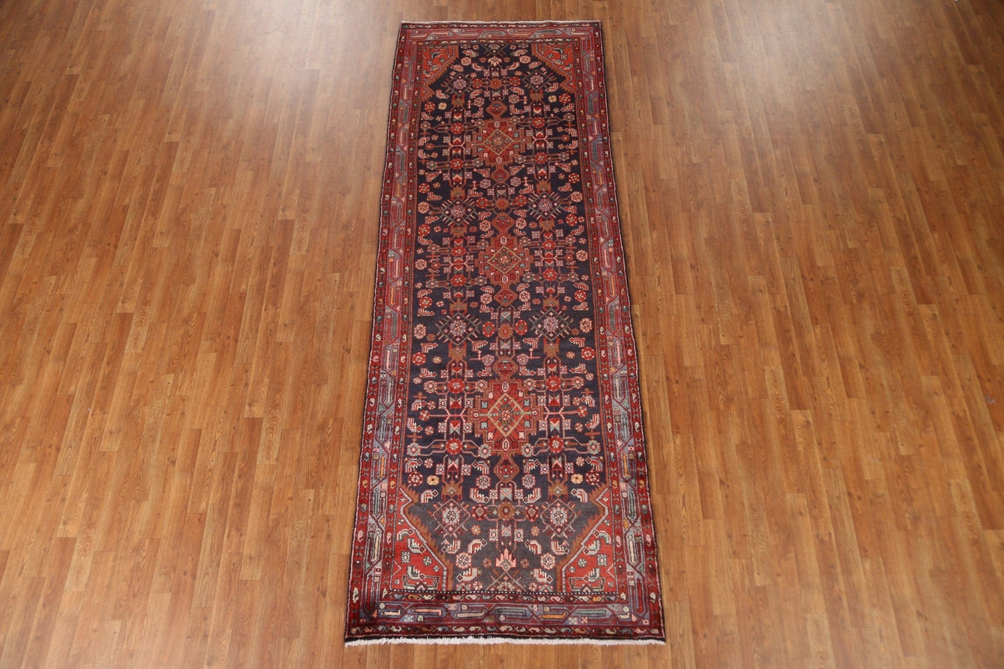 Wool Zanjan Persian Runner Rug 4x10