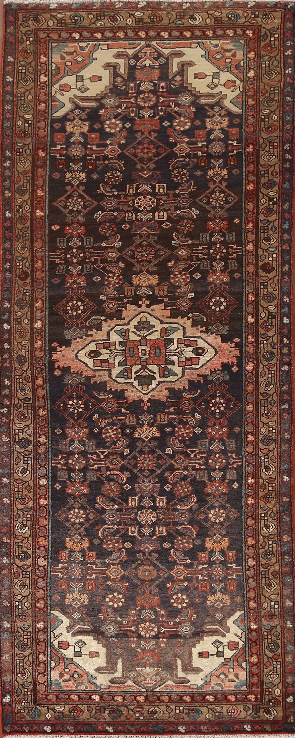 Vintage Hamedan Persian Runner Rug 4x10