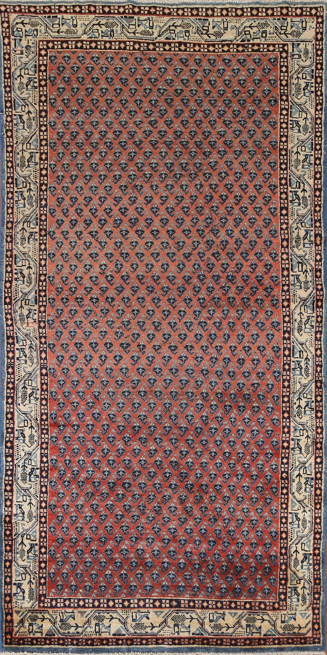 Boteh Botemir Persian Vintage Rug 4x10