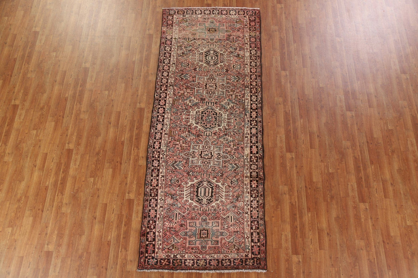 Pink Wool Gharajeh Persian Runner Rug 4x10