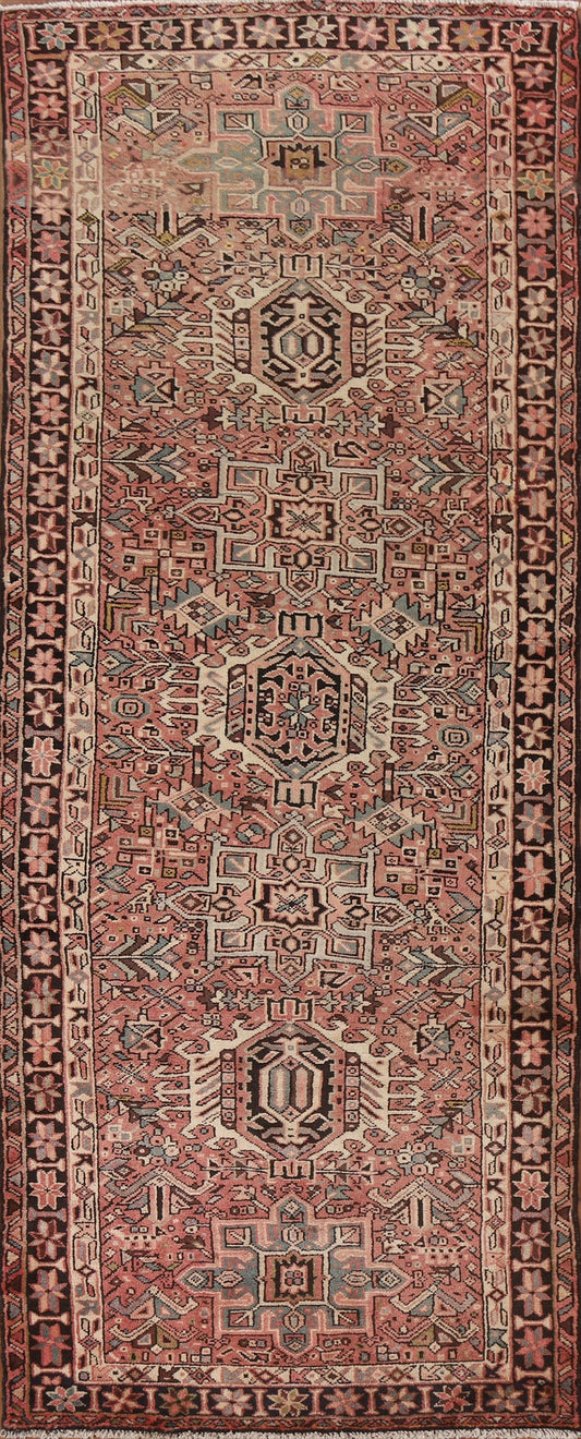 Pink Wool Gharajeh Persian Runner Rug 4x10