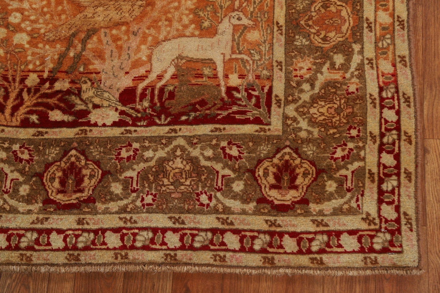 Vegetable Dye Animal Pictorial Tabriz Persian Rug 4x6