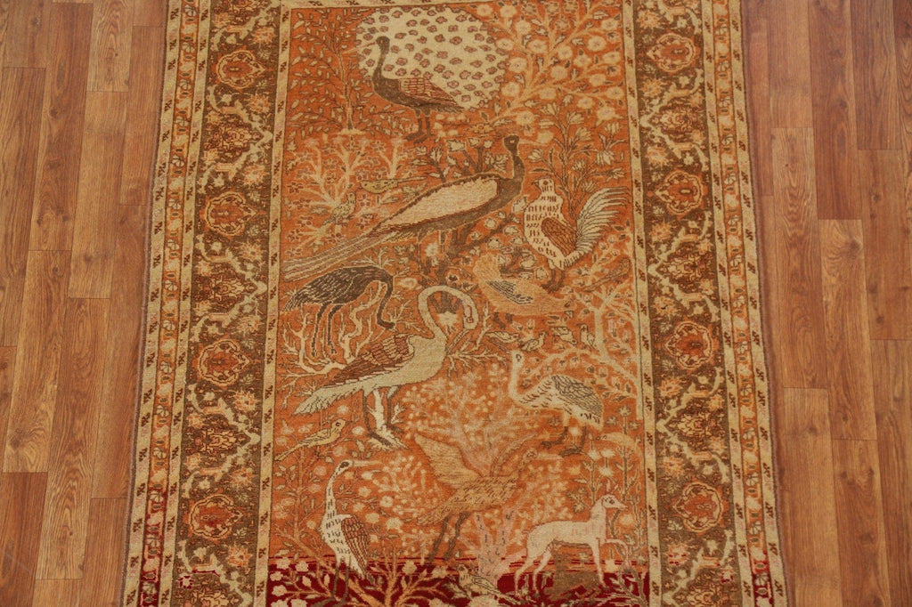 Vegetable Dye Animal Pictorial Tabriz Persian Rug 4x6