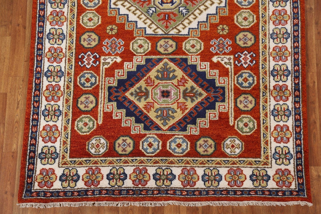 Orange Wool Kazak Area Rug 5x8