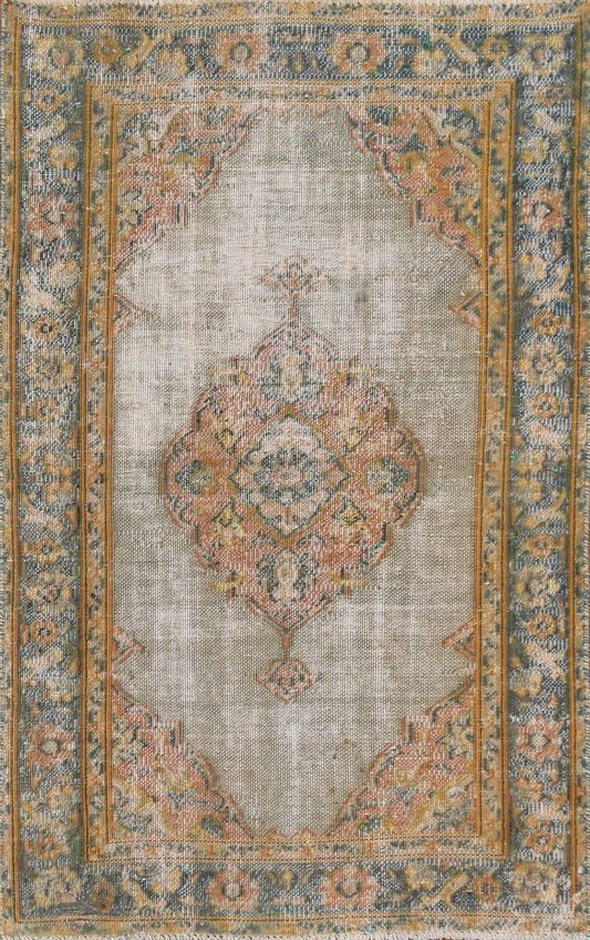 Antique Distressed Tabriz Persian Rug 3x5