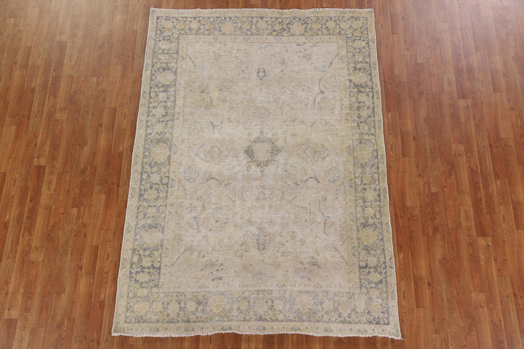 Antique Distressed Kerman Persian Area Rug 6x8