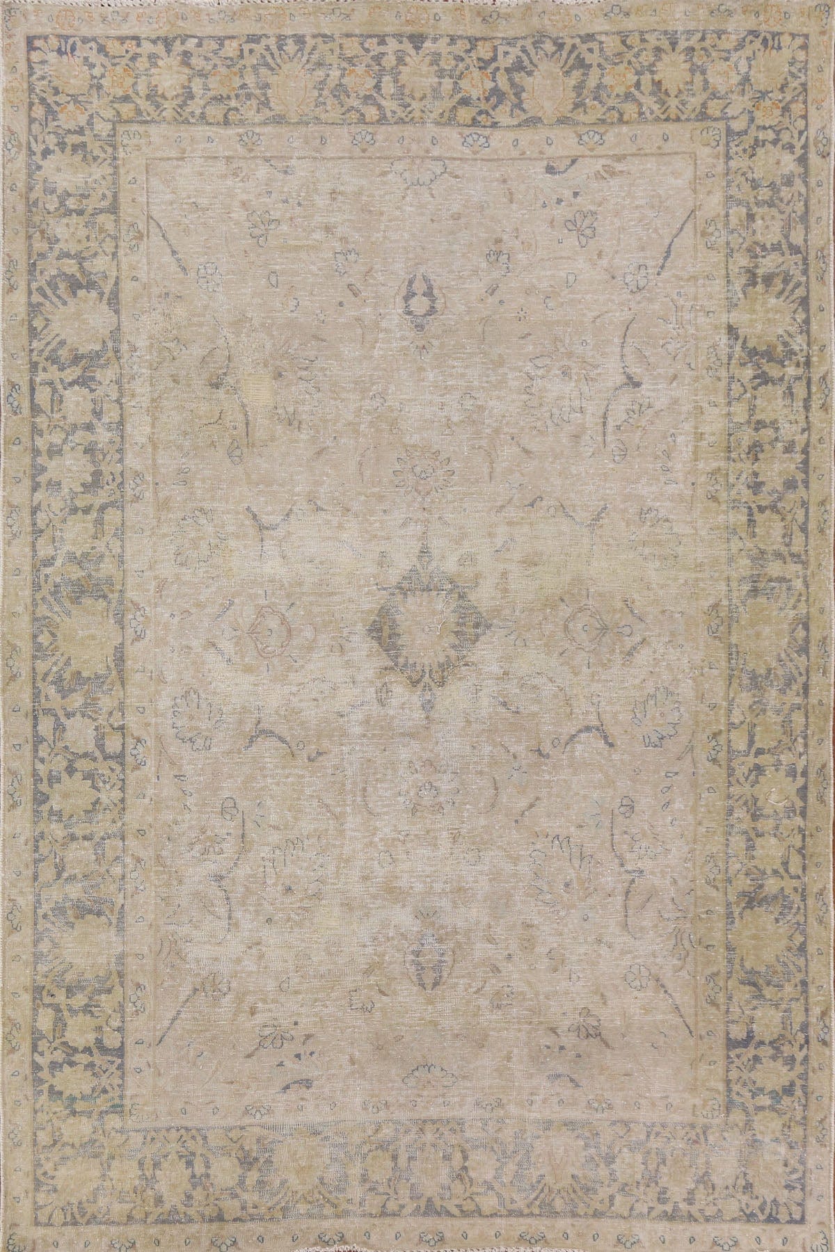 Antique Distressed Kerman Persian Area Rug 6x8