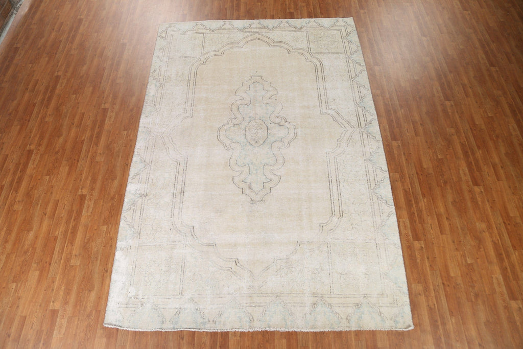 Distressed Muted Kerman Persian Area Rug 8x11